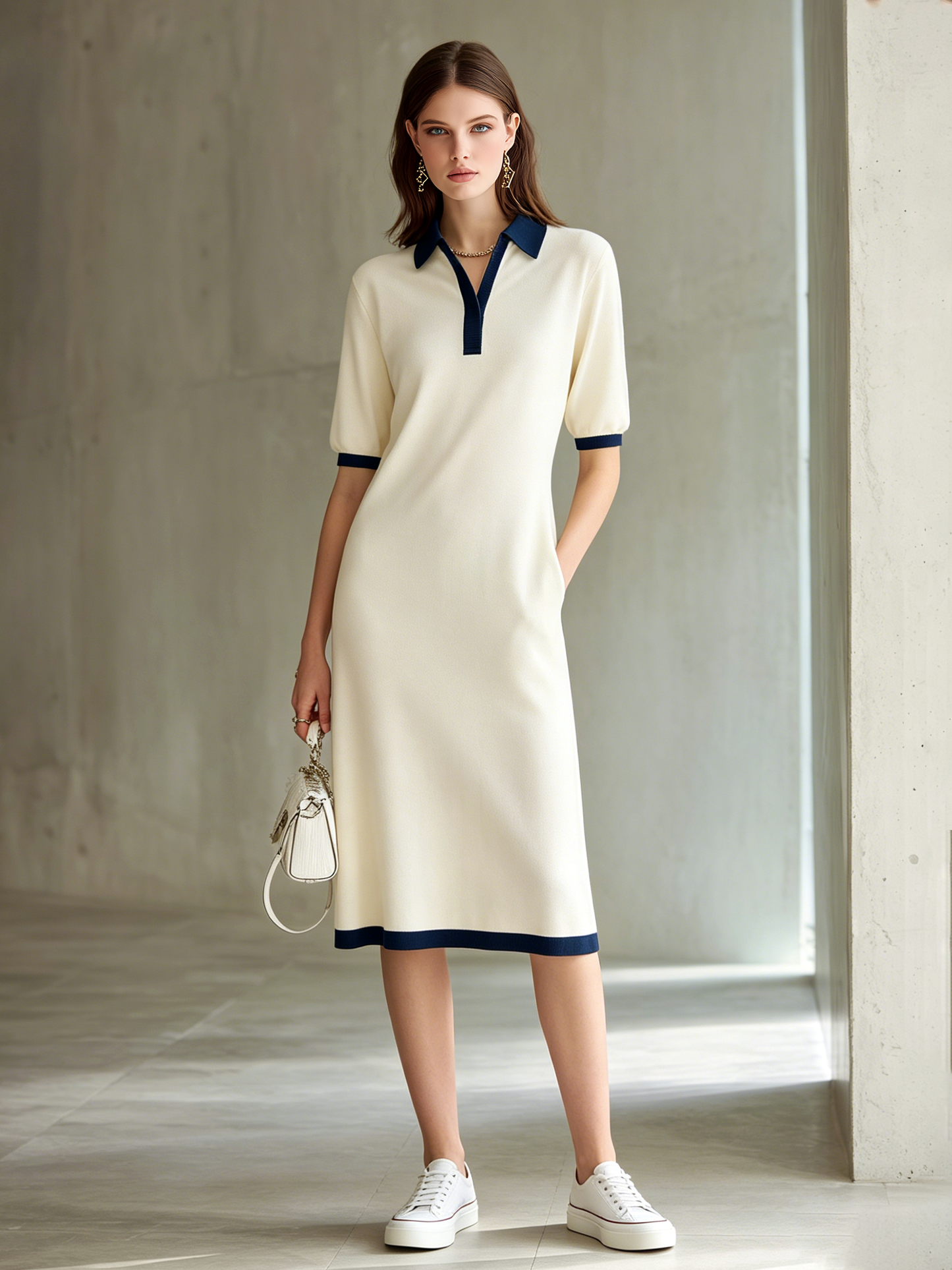 Off-White Loose-Fit Midi Knitted Dress